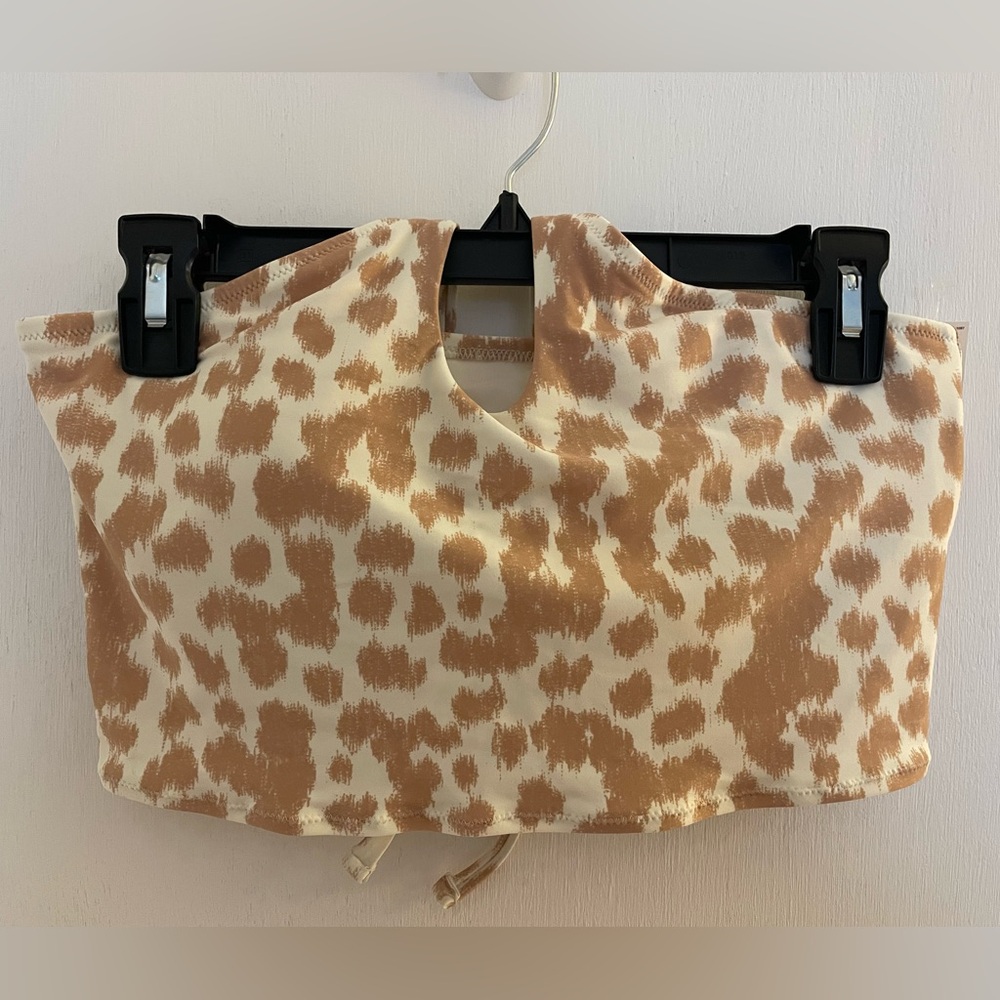 Aerie Leopard Print Longline Halter Bikini Top - Picture 2 of 7
